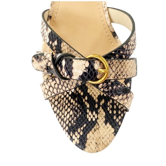 Gibson Latimer Sandal Leather Snakeskin Ankle Strap Low Heel 7.5 NWT - Picture 5 of 14